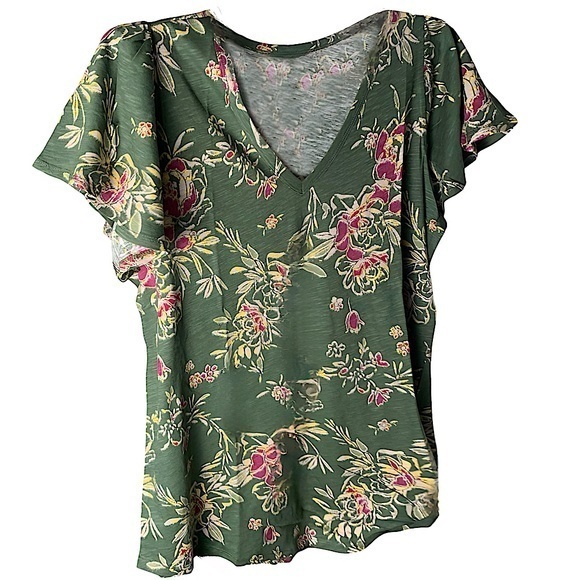 TORRID Girlfriend Heritage Slub V-Neck Flutter Sleeve Tee NWT - Picture 2 of 5
